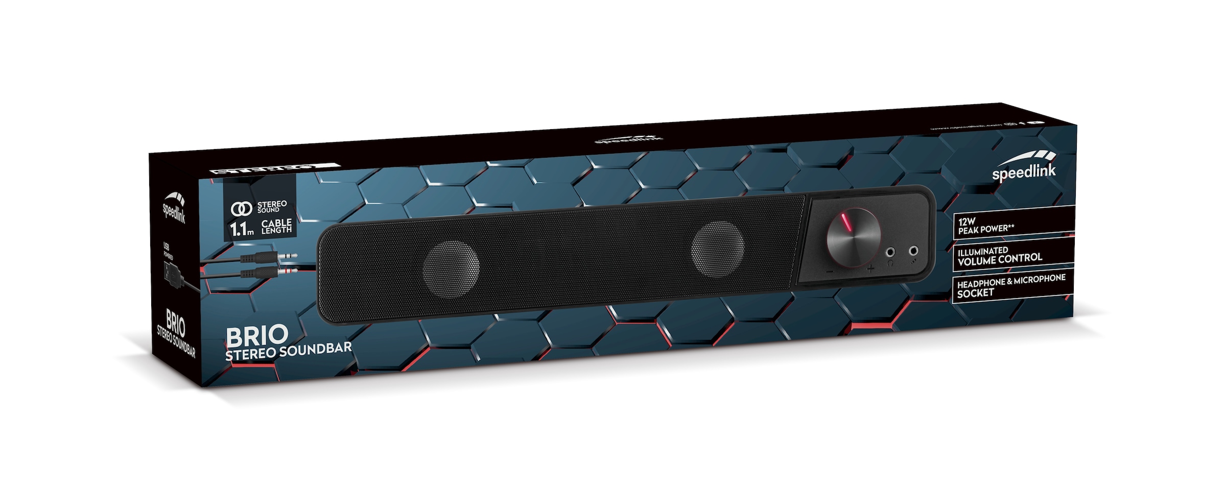 Speedlink Soundbar »BRIO Stereo Computer-Soundbar mit Lautstärkeregler« Stereo ( ) 12 Watt, 2x 3,5mm-Klinkenstecker, Kopfhörer- & Mikrofonbuchse