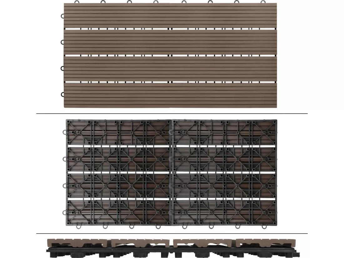 Pack de 4 panneaux de sol en WPC 60x30 brun foncé