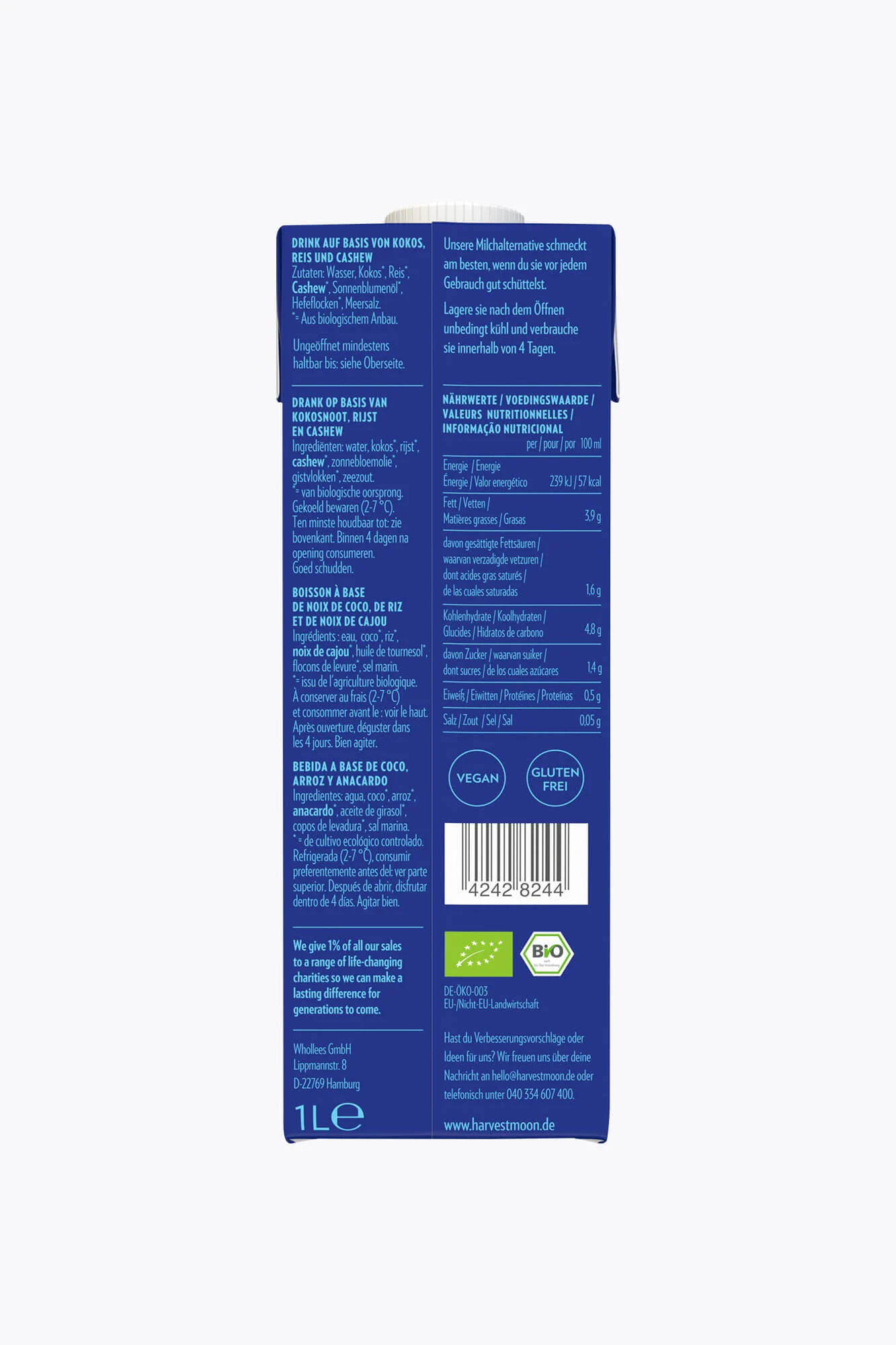 Harvest Moon Milk Alternative Extra Creamy Bio 1l