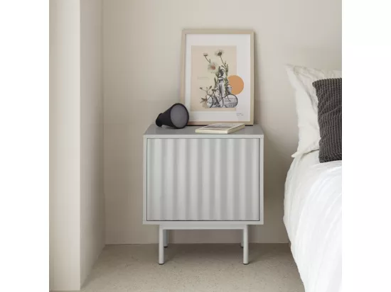Sierra - Table de chevet 1 porte 2 tiroirs en bois : Couleur - Gris clair