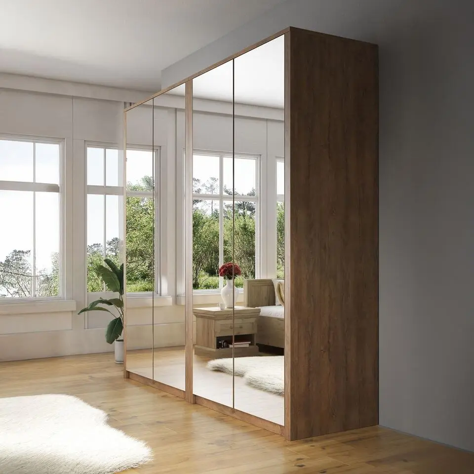 Meubella - Kledingkast Malibu - Eiken - 226 cm - Met spiegel