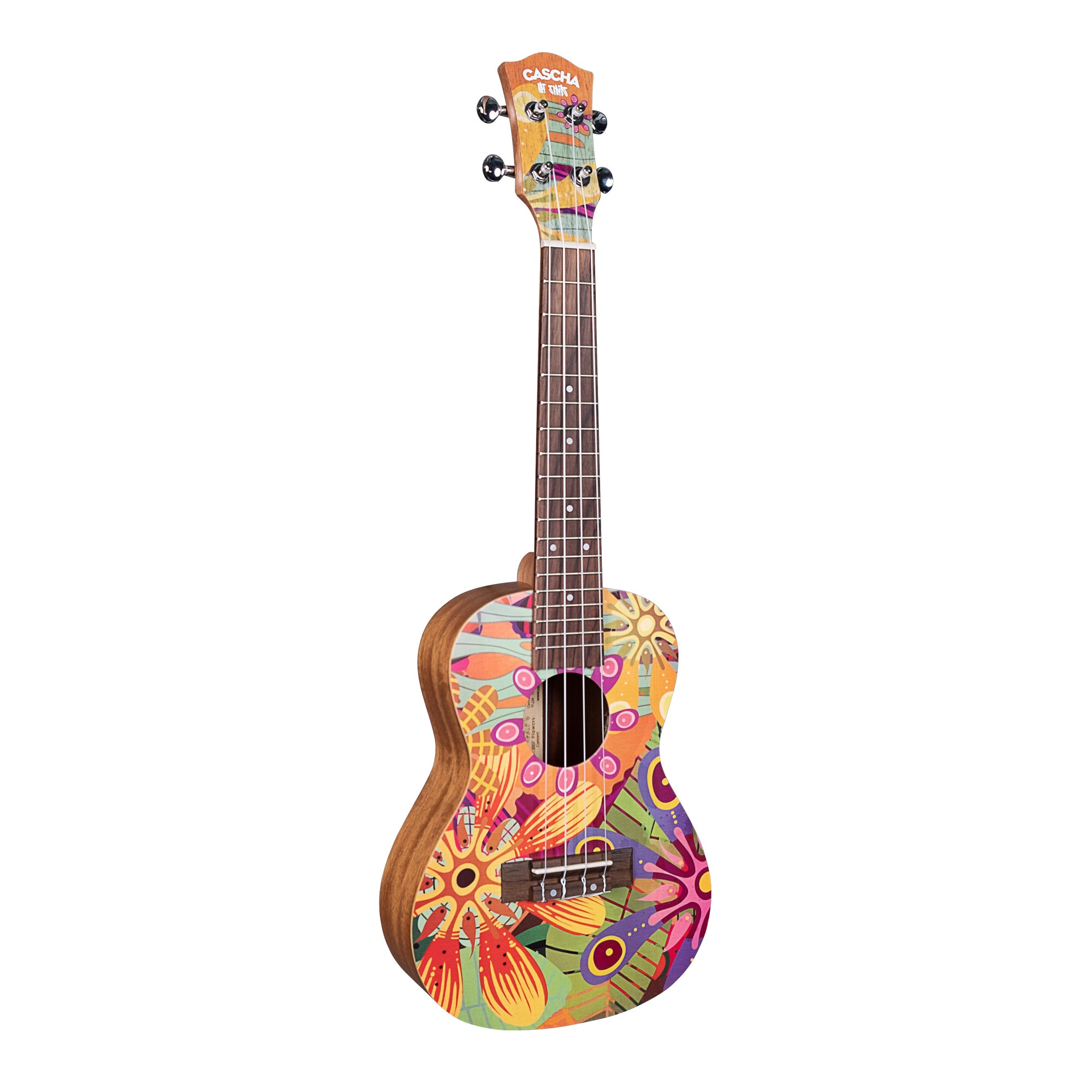 Cascha HH 2607 Art Series Flowers concert ukelele massief spar bovenblad met gigbag