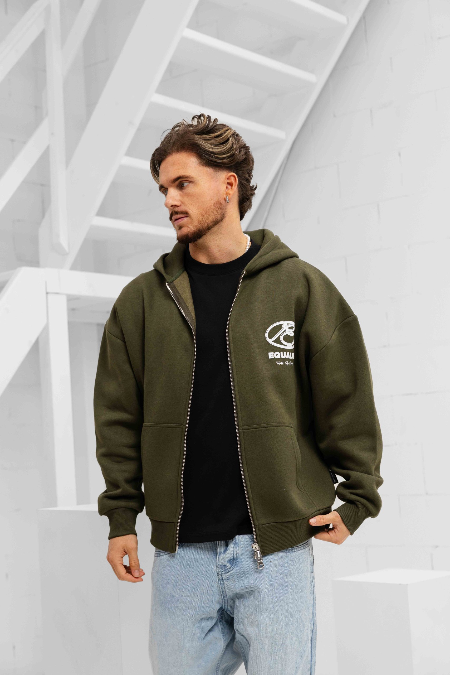 Equalité Arid Oversized Full Zip Hoodie Heren Donkergroen