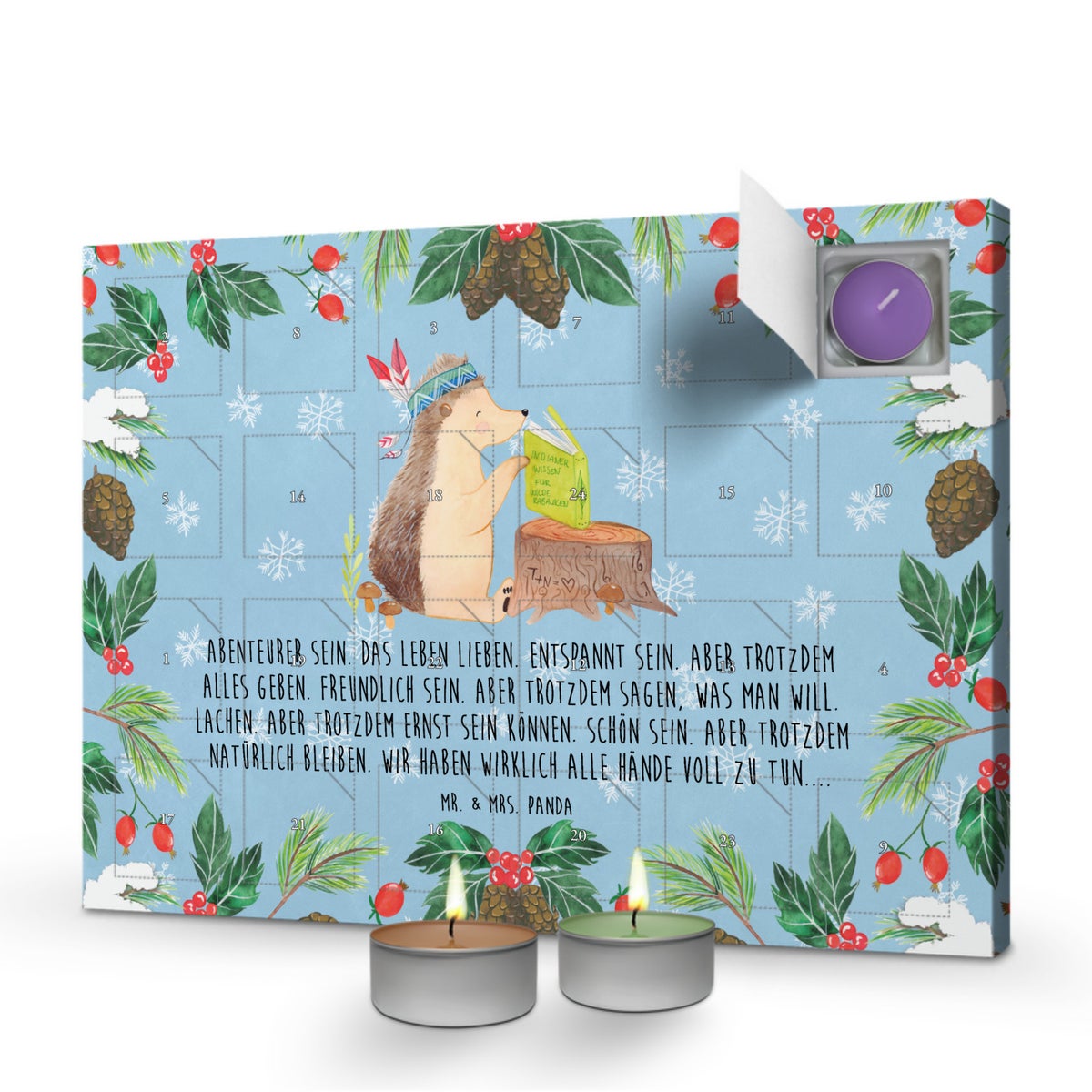 Mr. & Mrs. Panda Geurkaars Adventskalender Egelveer Ornament - Pastelblauw