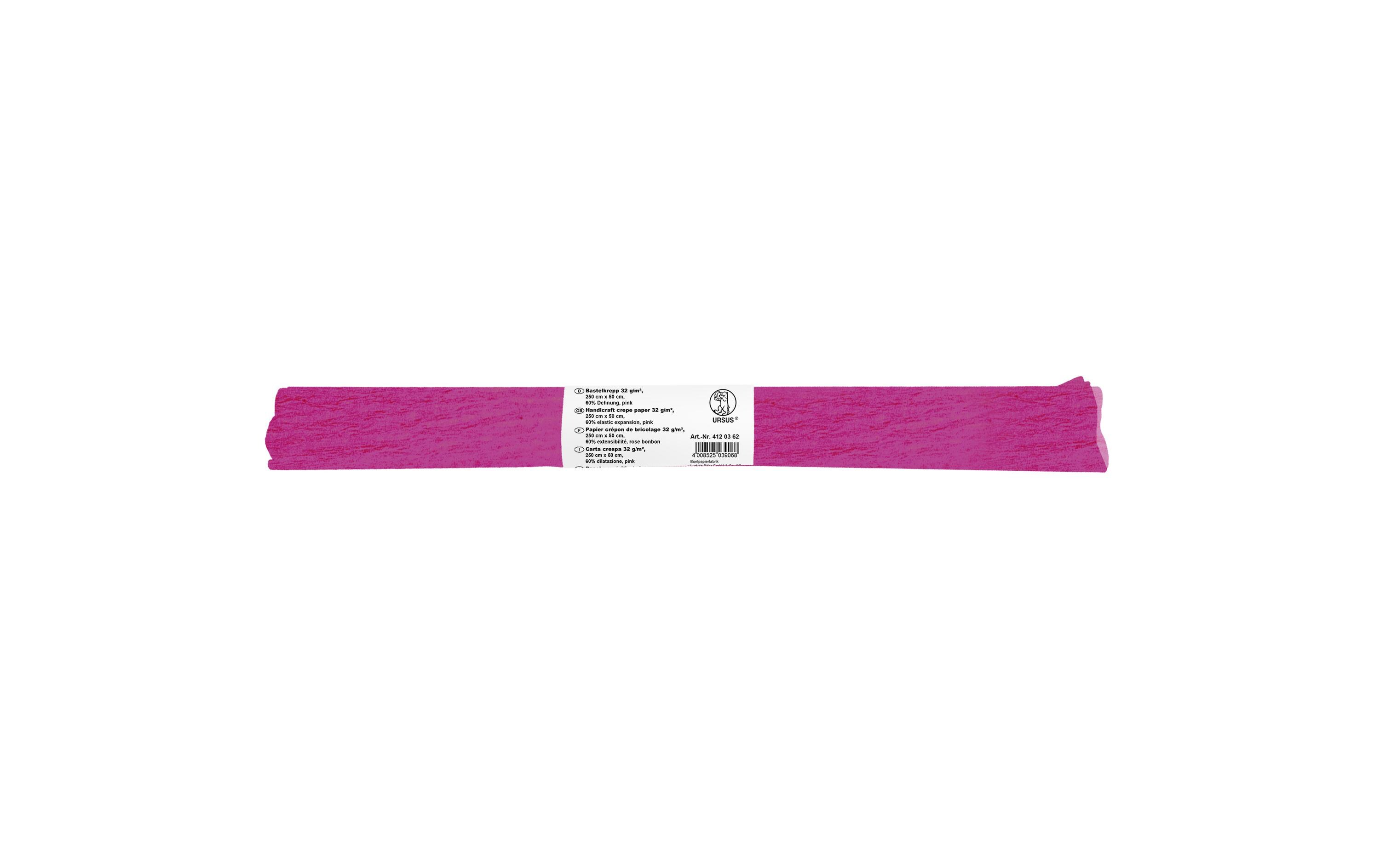 Krepppapier 50 cm x 2.5 m, 32 g/m², PinkBastelkrepp auf der Rolle