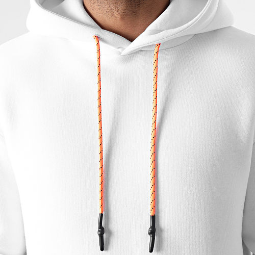 Sweat Capuche Details Tech Orange 1207 Blanc