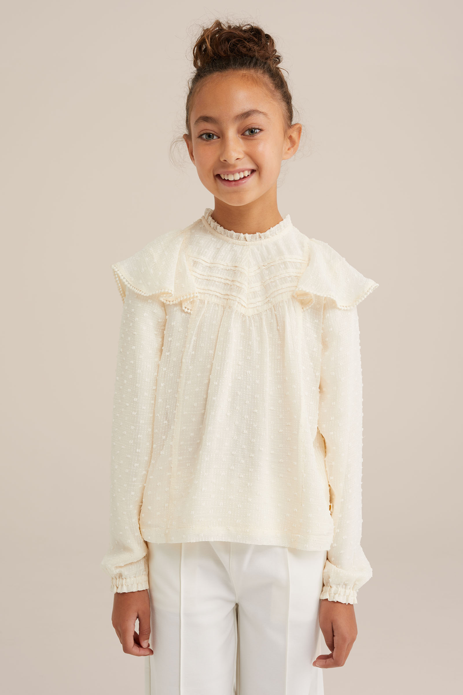 Meisjes blouse met glittergaren WE Fashion Witgoud