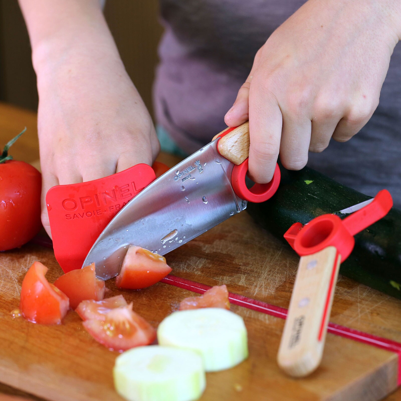 OPINEL Kinder Messer Set Le Petit Chef 3tlg Kochmesser Sparschäler Fingerschutz