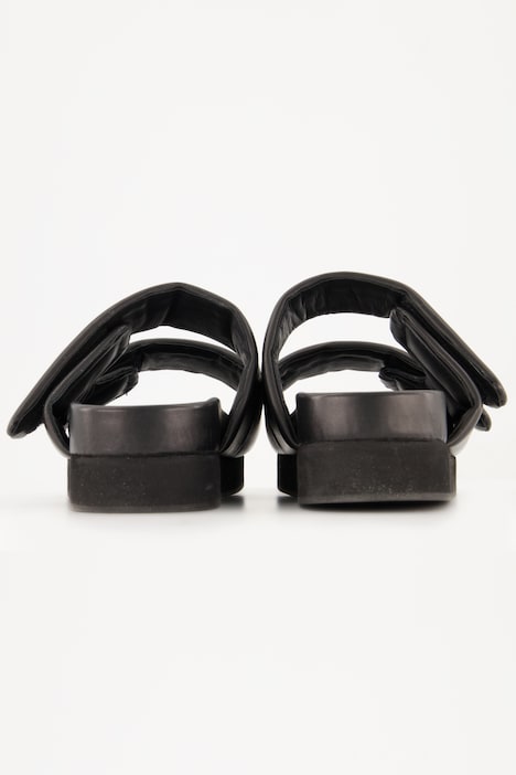 Leder-Pantolette, echtes Leder, breite Riemen, Weite H