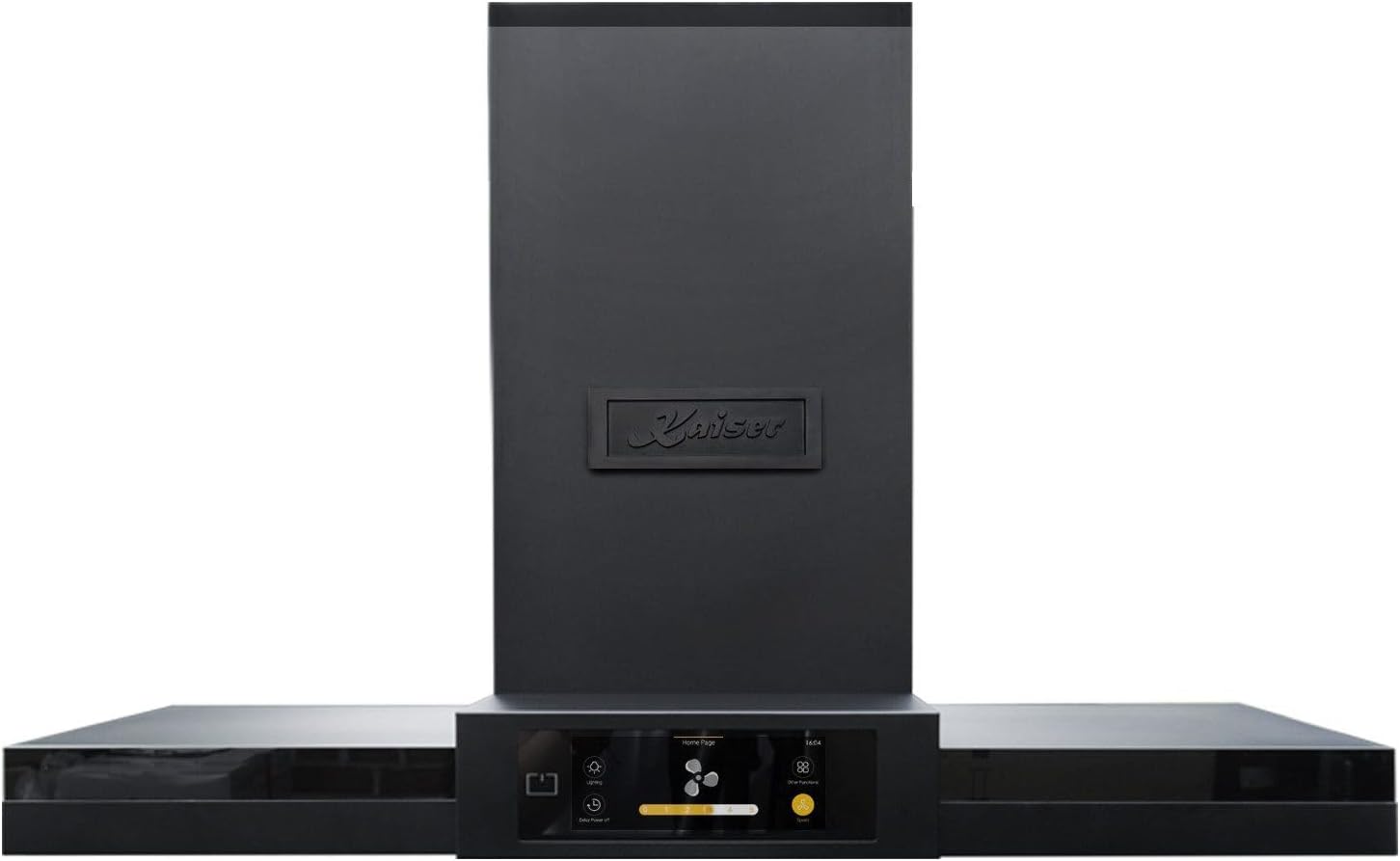 Kaiser LaPerle Noir AT 9342 Dunstabzugshaube 90 cm, TFT Display, 1100 m3/h, A++. Wandhaube, Abzugshaube, Umluftbetrieb oder Abluftbetrieb, Kaminhaube