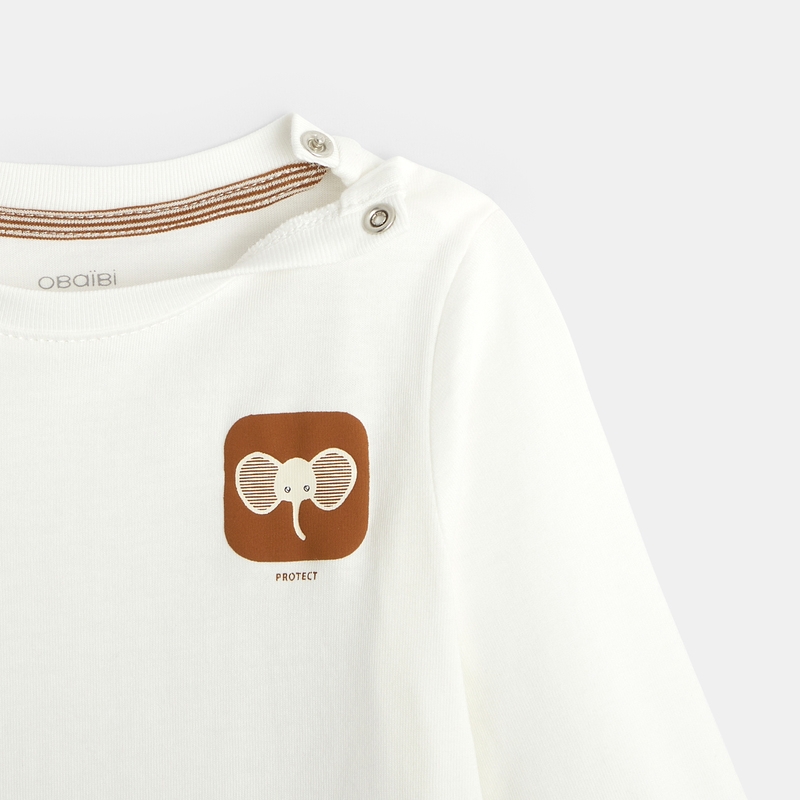 T-shirt éléphant blanc bébé garçon
