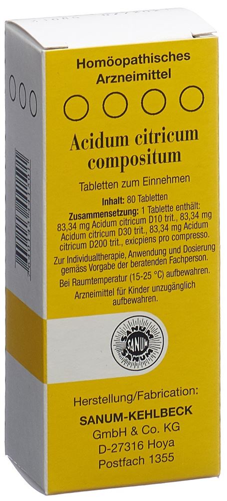 SANUM Acidum citricum compositum<br>80 Stück, Tablette