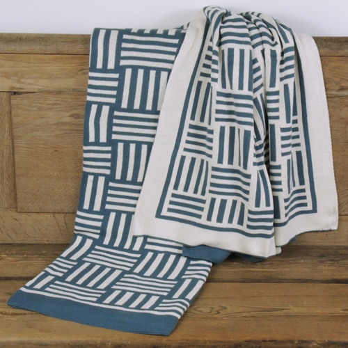 PLAID BLAUW STREEP KATOEN