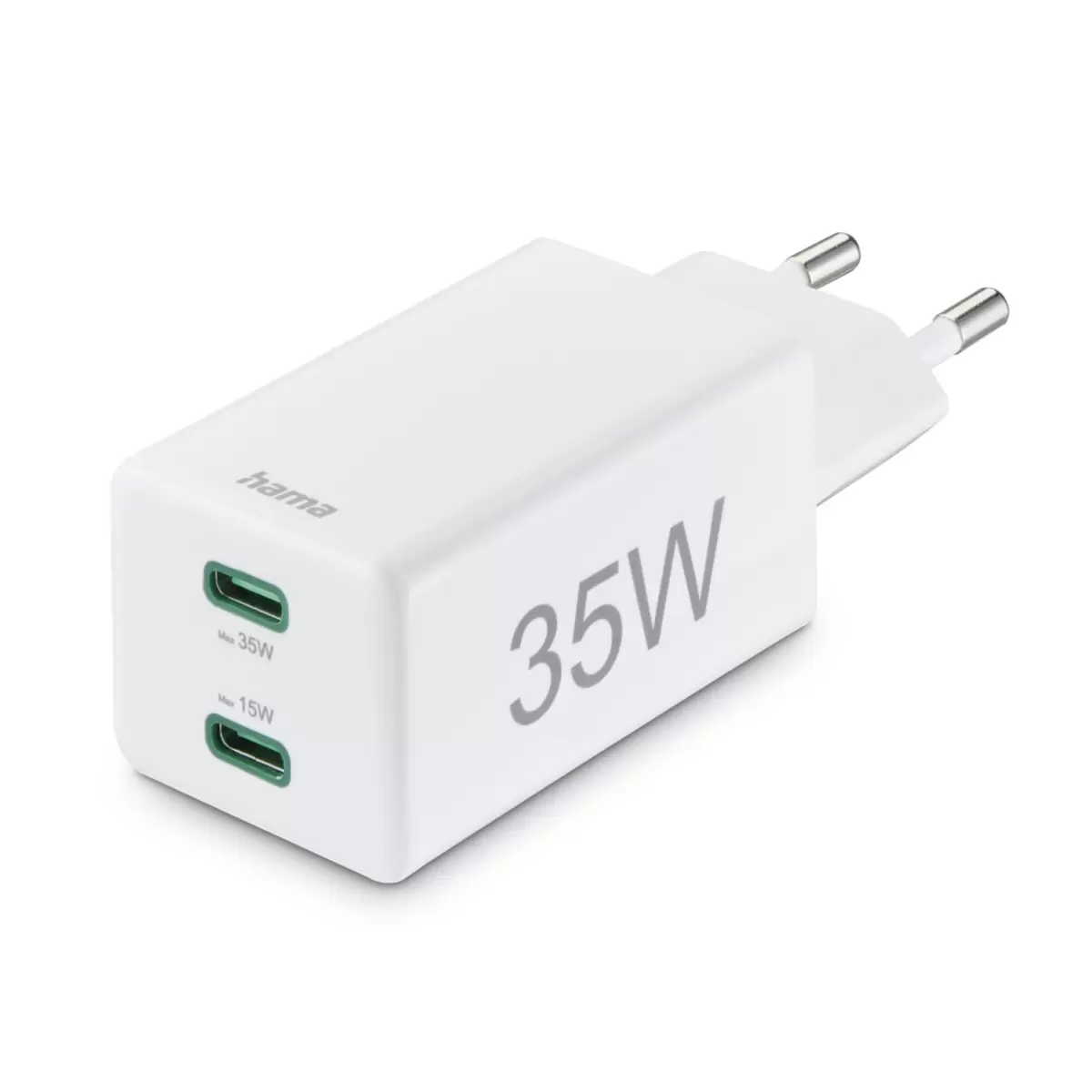 Schnellladegerät, 2x USB-C, Hama weiss