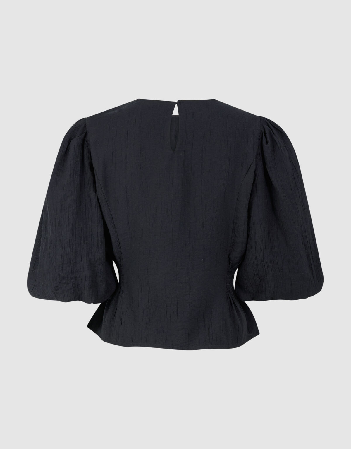 Smock Puff Top Zwart