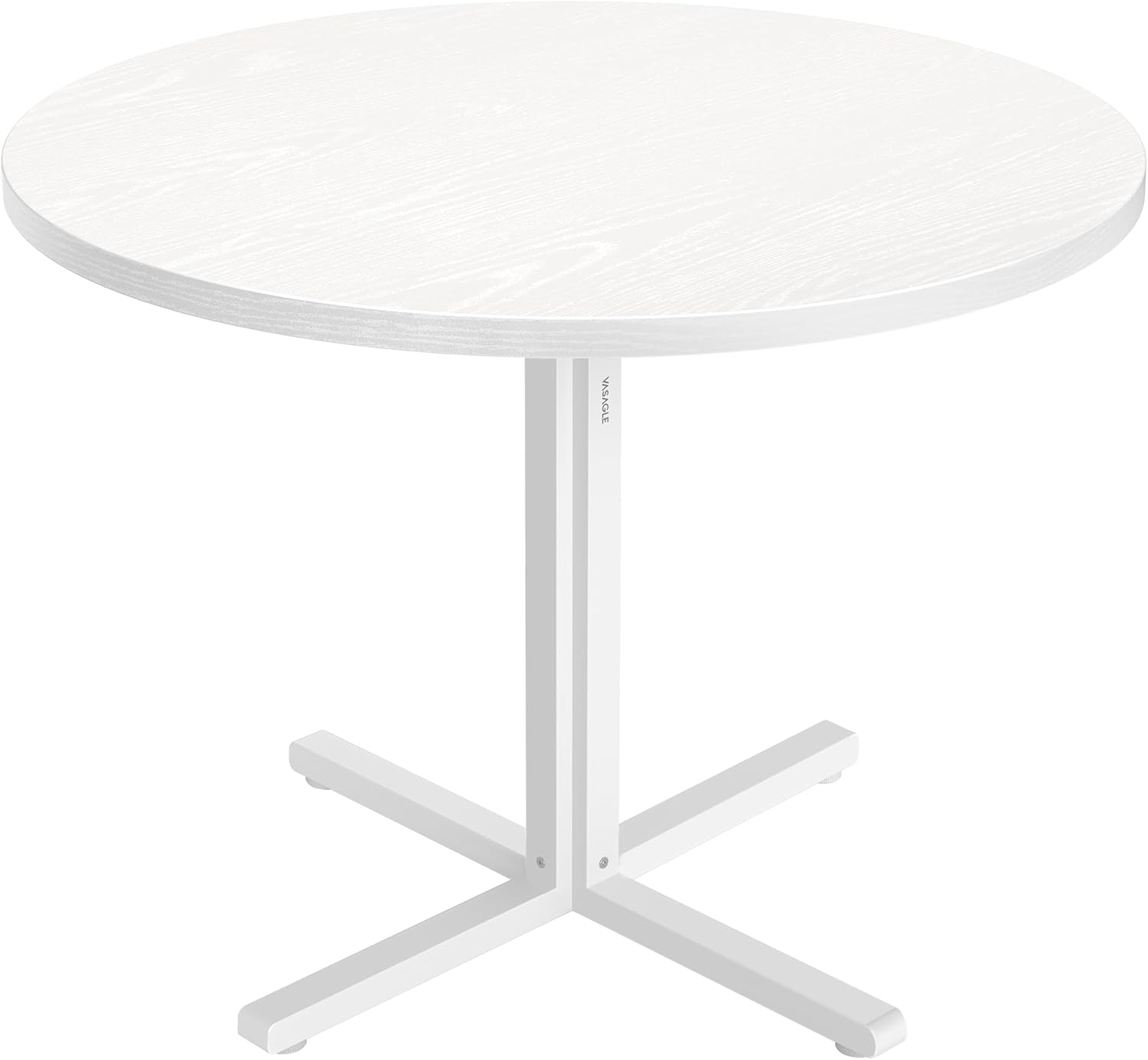 VASAGLE Esstisch rund, Esszimmertisch, klein Küchentisch für 4 Personen, Landhausstil, wasserresistente Oberfläche, 80 cm d, 74,8 cm H, für Esszimmer, Wohnzimmer, schneeweiß KDT082W01