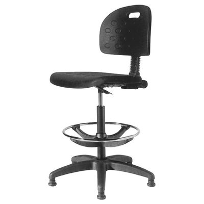 Siege technique KIM - tabouret assis-debout - hauteur réglable jusqu'à 81 cm - repose-pieds réglable - dossier - noir