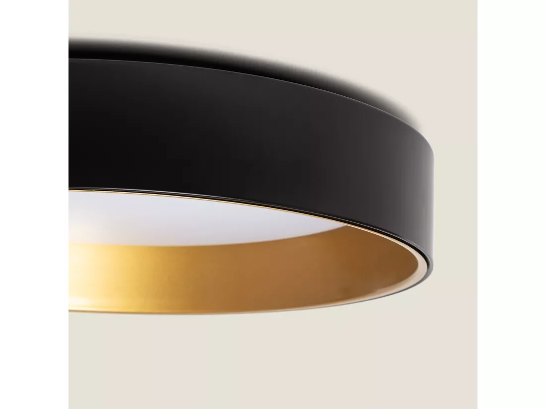 Plafonnier LED Rond Métal 20W CCT Sélectionnable Broadway Ø450 mm Noir / Or