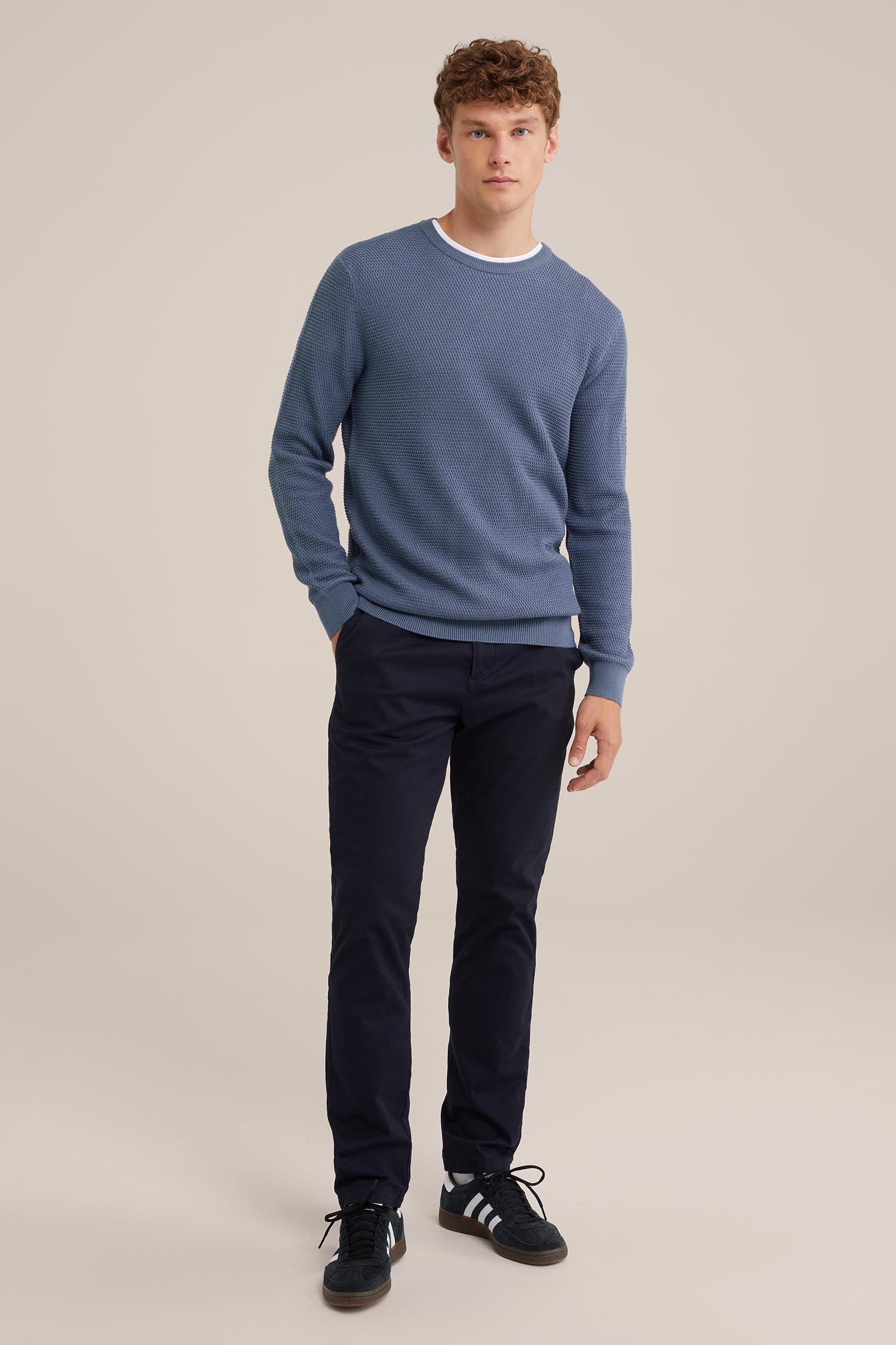 trui met structuur WE Fashion Blauw