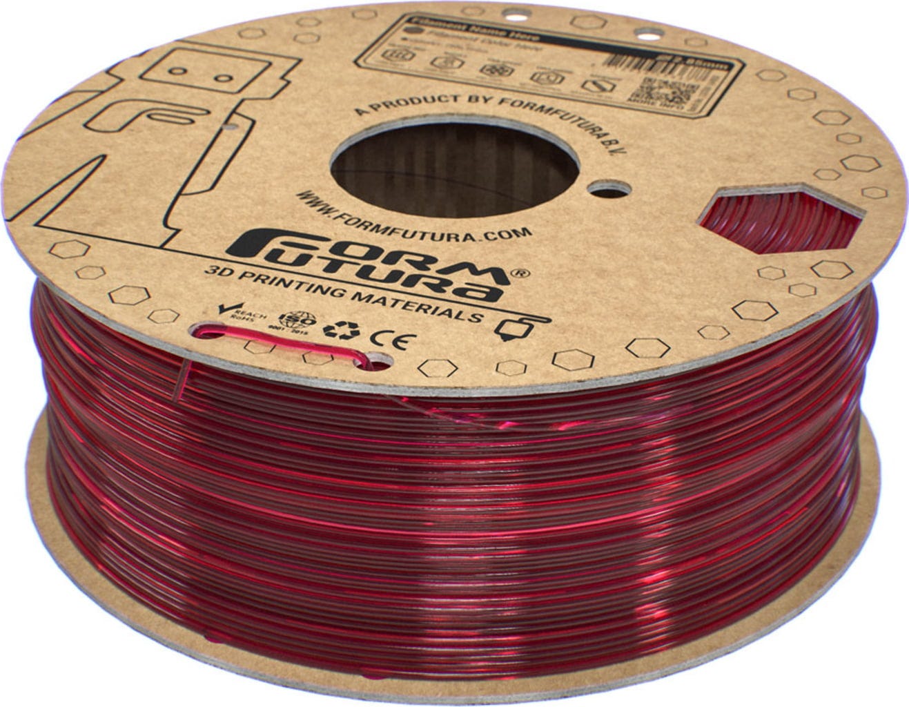 FormFutura  EasyFil™ ePETG Transparent Red, 1,75 mm / 1000 g    Benutzerfreundliches PETG Filament