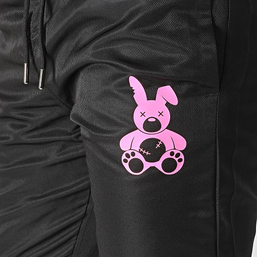 Pantalon Jogging Diamant Lapin Noir Rose Fluo