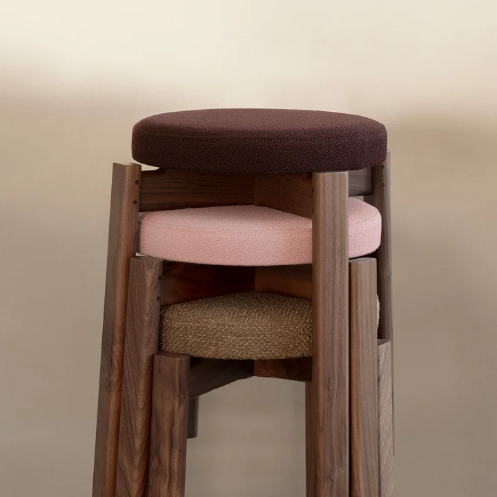Audo - Passage Hocker, Eiche natur / beige (Stoff Audo Bouclé 02)