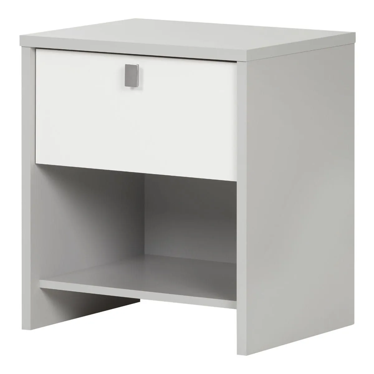 South Shore Table de Nuit 1 Tiroir Cookie - Gris Clair et Blanc Solide