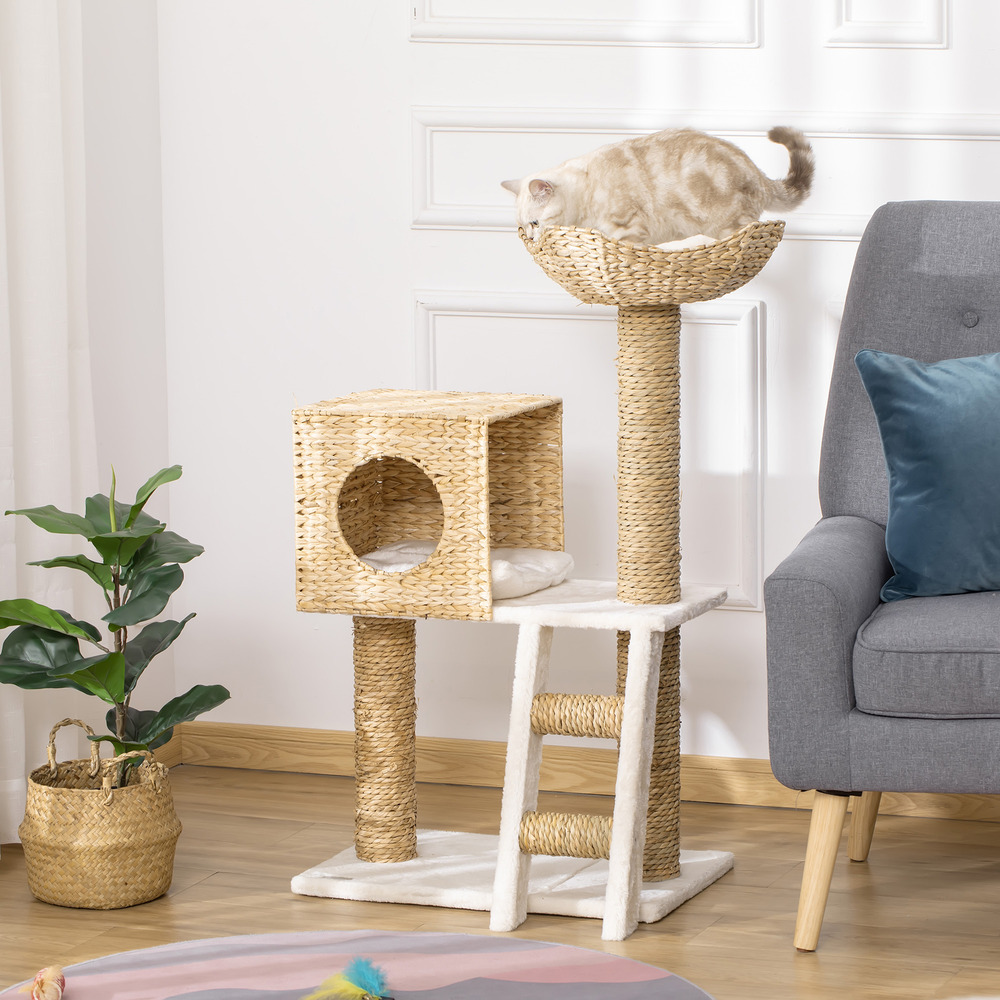 Arbre à chat style cosy chic griffoirs quenouille beige - 57l x 37l x 100,5h cm