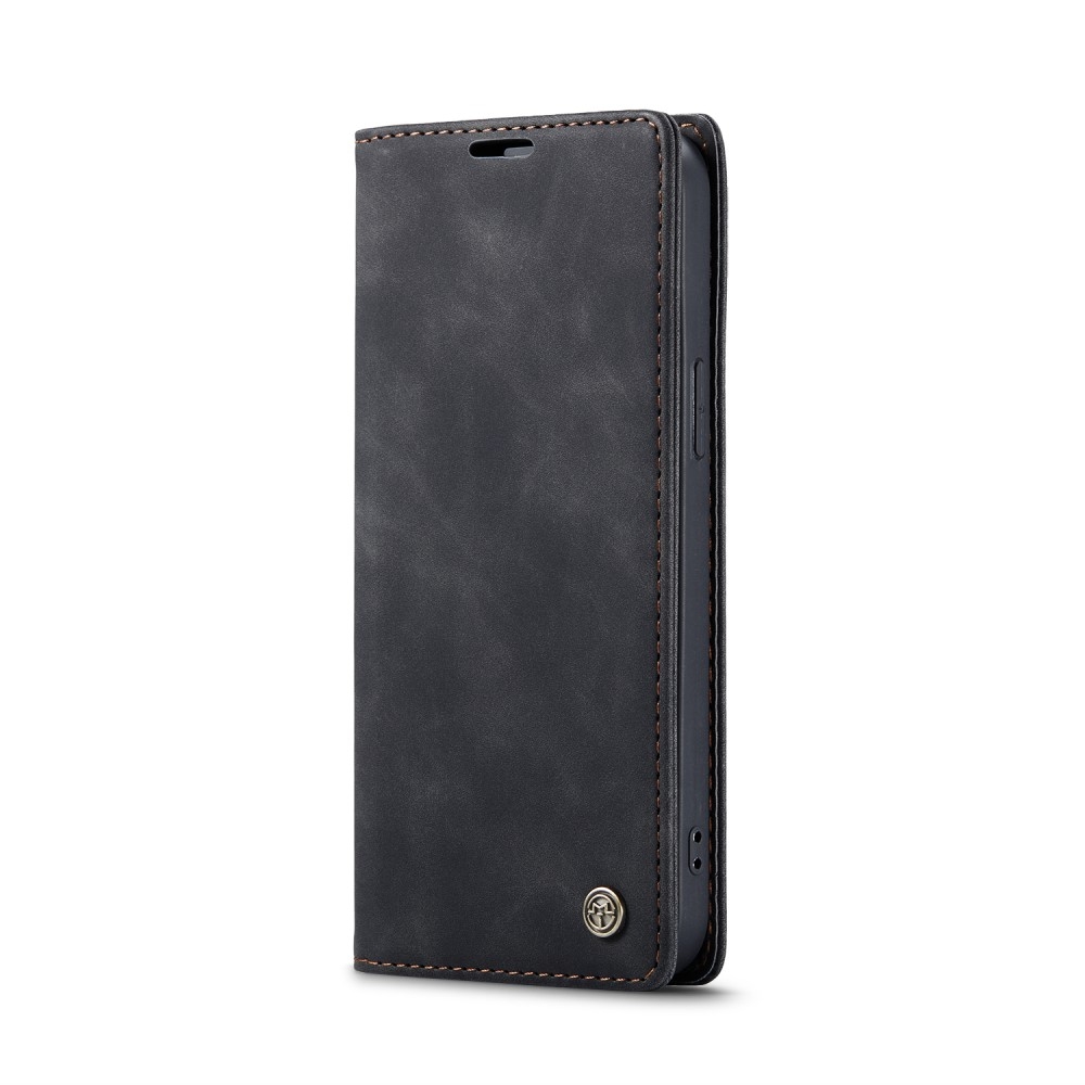 iPhone 12 / iPhone 12 Pro Leder Tasche Flip Wallet Etui mit Kartenfächern - Schwarz