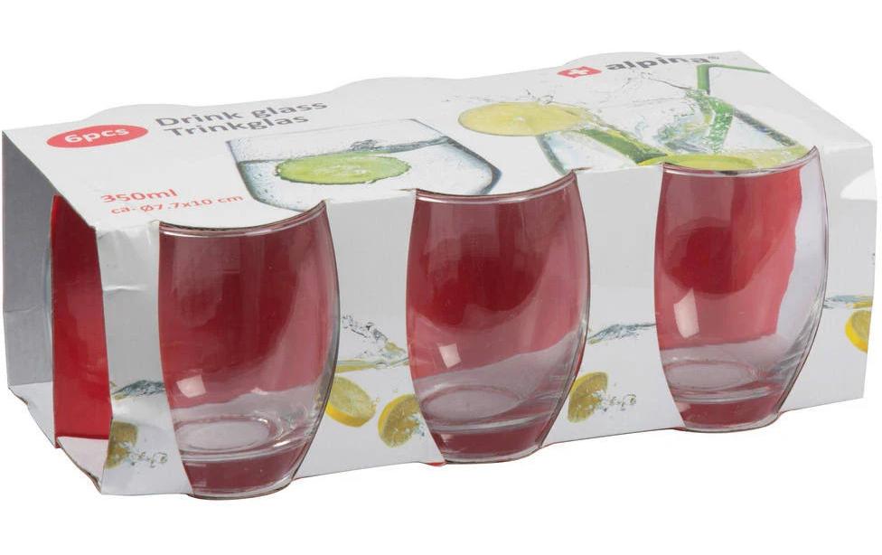 Trinkgläser 350 ml, 6 Stück, TransparentSet mit sechs spülmaschinenfesten Wassergläsern