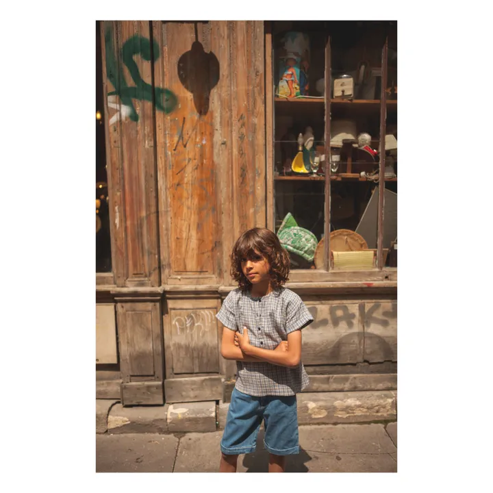Louis Louise Kurta Saul Carreaux | Bleu
