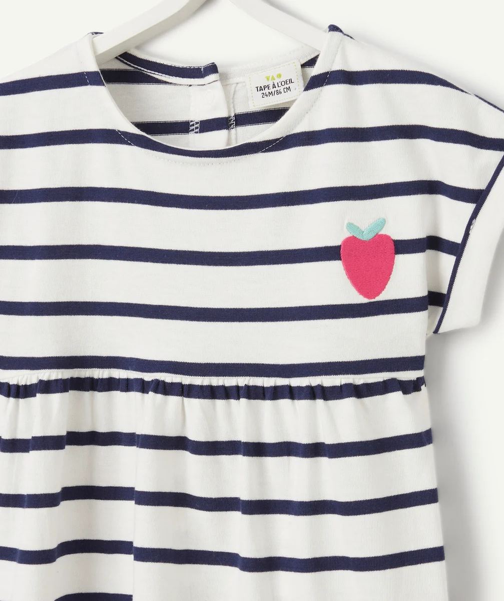 robe en maille bébé fille en coton bio à rayures bleues