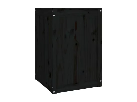 Boîte à linge Noir 44x44x66 cm Bois massif de pin