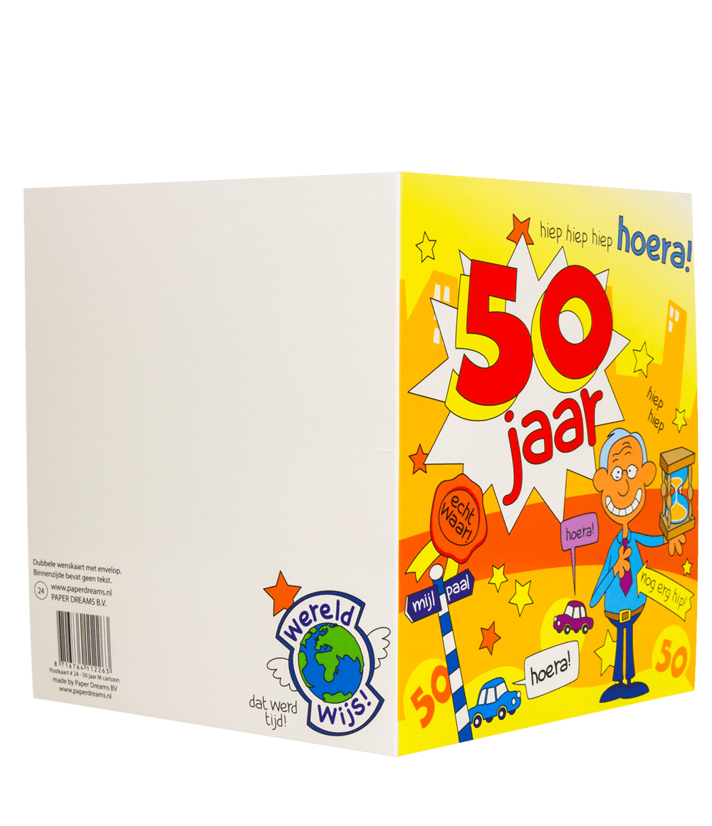 Verjaardagskaart 50 Jaar Man Cartoon 16,5cm