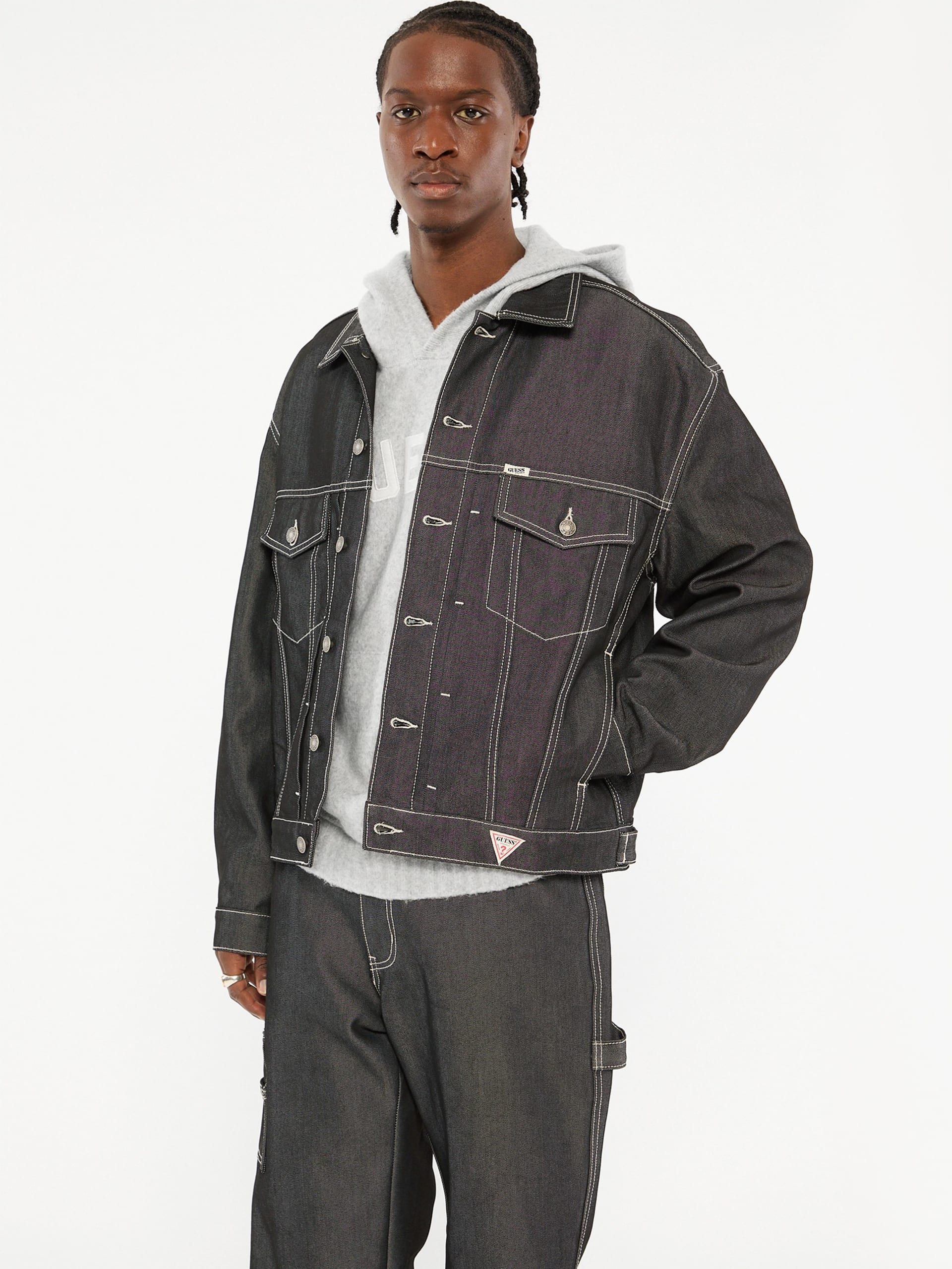 Jaqueta Trucker em Jeans Metálico GUESS Originals