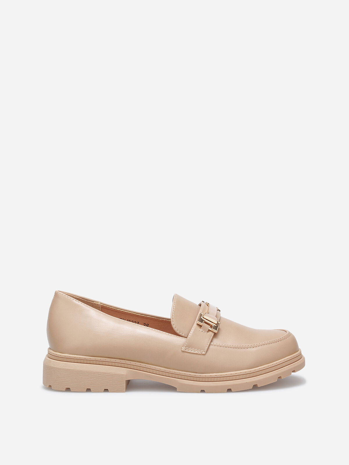 Mocassins à semelle fine crantée et boucle- Taupe