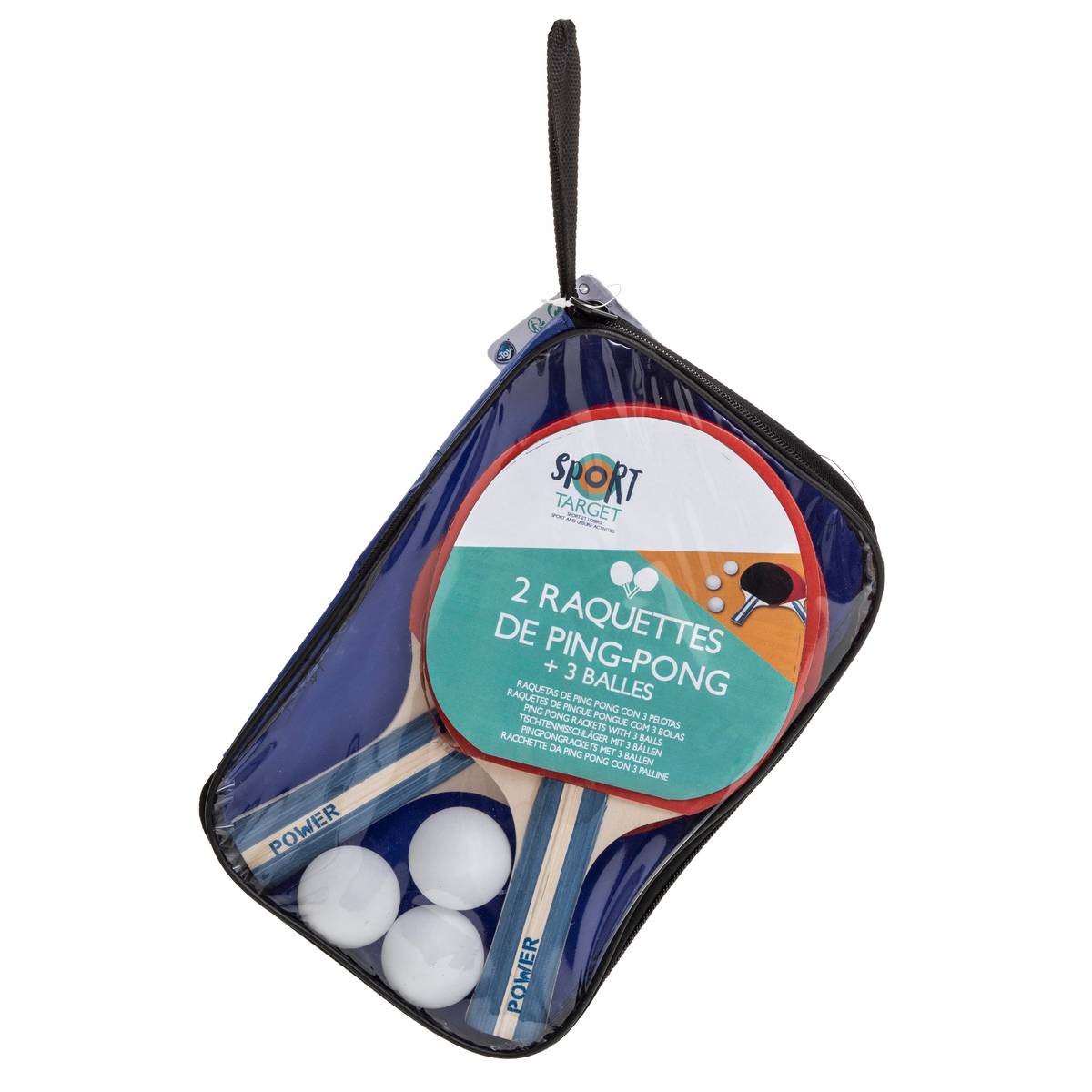 Lot de 2 raquettes ping pong + 3 balles