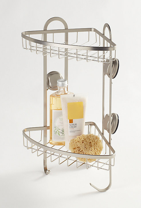 Étagère d'angle de douche Tenno avec ventouse acier chromé et ABS GoodHome