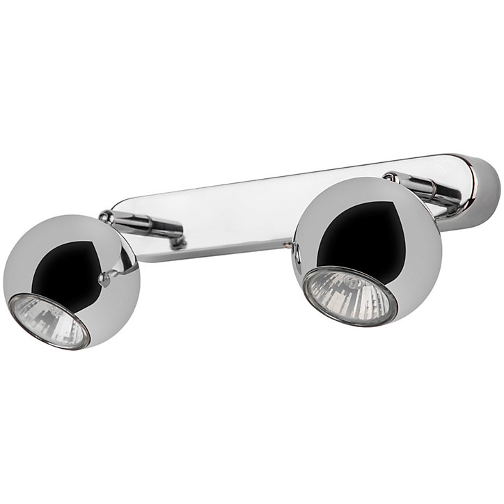Réglette spot 2 lumières GU10 7W GoodHome Roccheta chrome L.26 x L.4 x H.12 cm