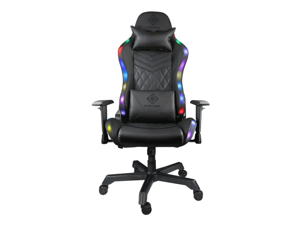 DELTACO GAMING GAM-080 - Spillestol - ergonomisk - armstøtter - T-formet - vippe - drejeled - kunstig læder - sort, RGB
