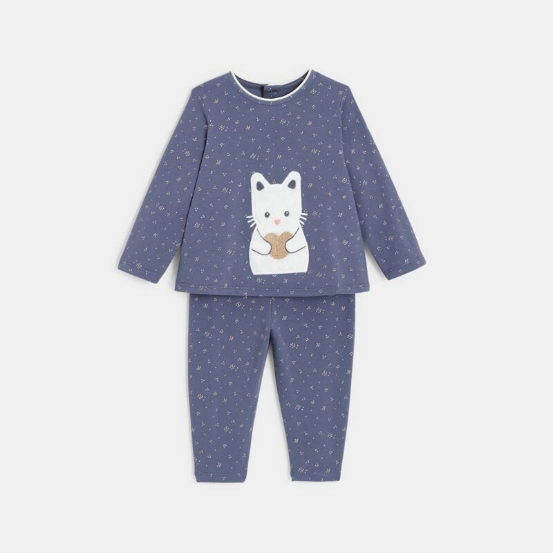 Pyjama jersey chat bleu bébé fille Bleu