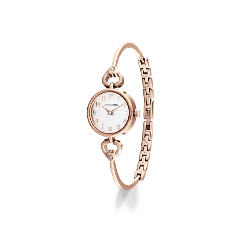 Montre femme analogique Trendy Kiss - Bracelet semi-rigide avec motif coeur et pierre - Astrid