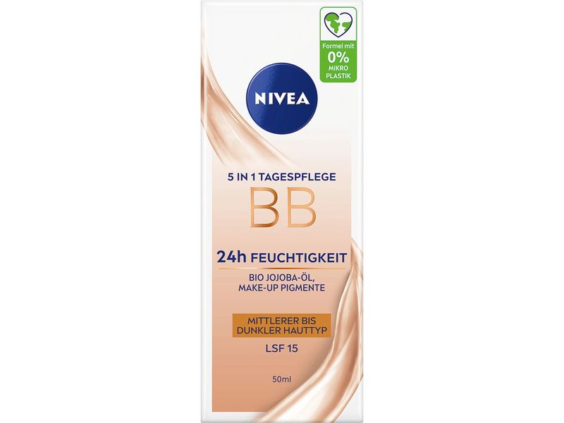 NIVEA Tagescrème 5in1 BB Mittel LSF 15 50 ml Getönte Tagespflege mit 5-fach-Wirkung für einen sofort makellosen Teint