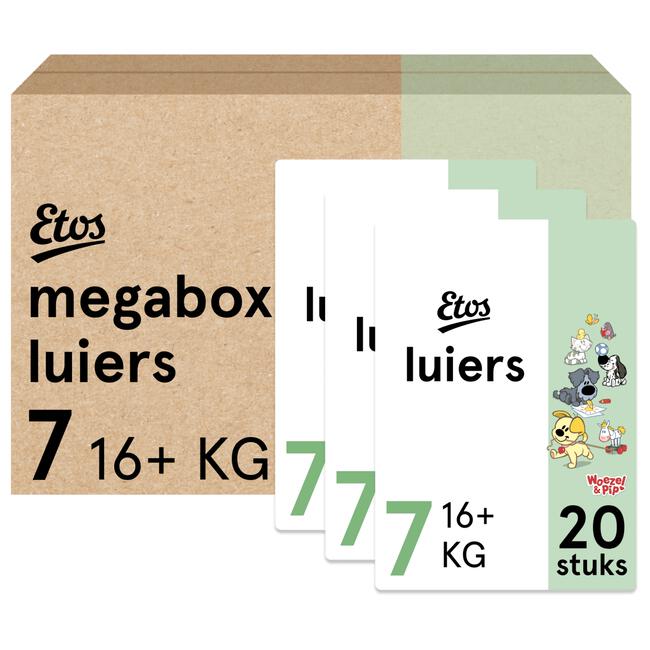 Etos Woezel & Pip Luiers XXL Megabox Maat 7 16+ kg 60 stuks