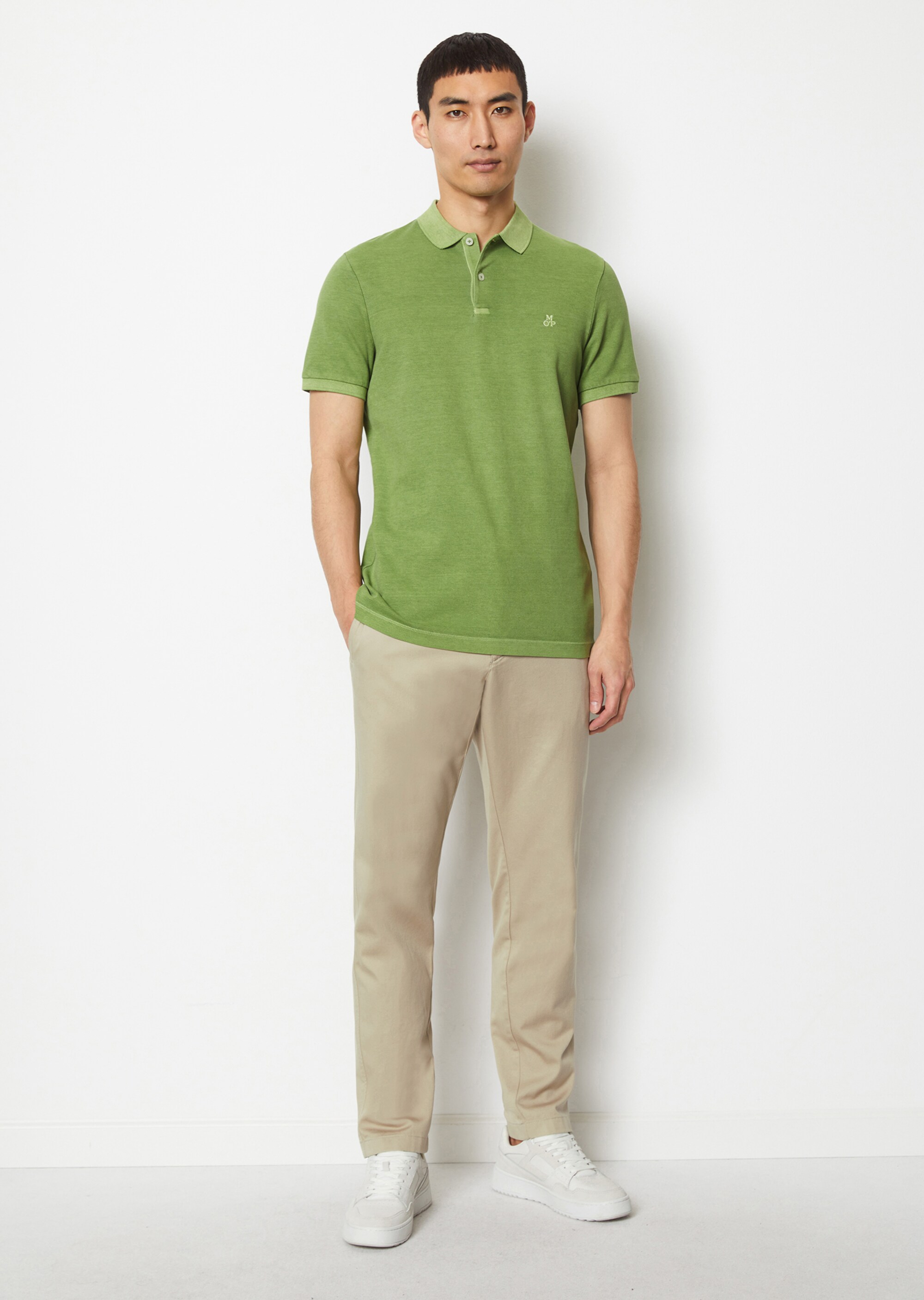 Kurzarm-Poloshirt Piqué shaped aus Organic Cotton-Stretch