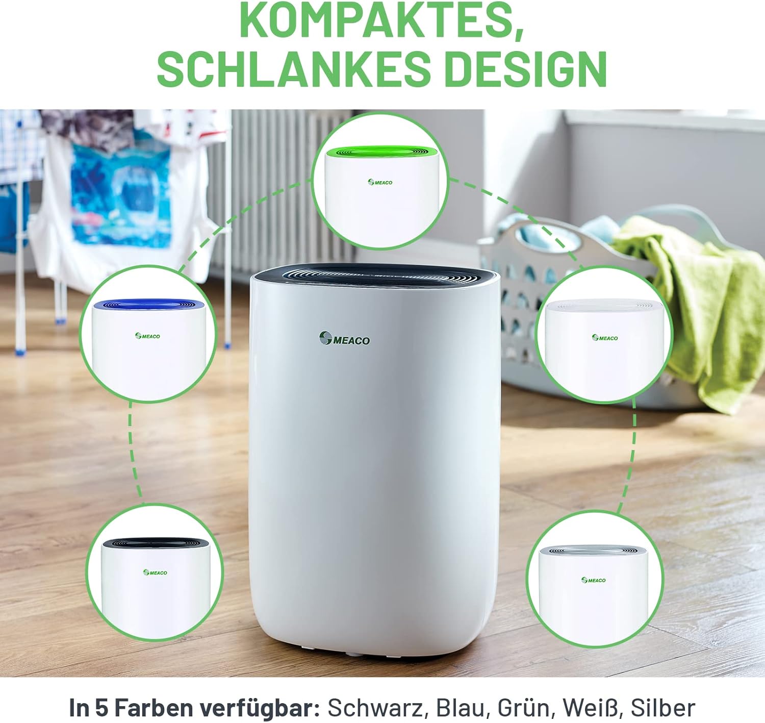 Meaco Ultra Leiser 10L Entfeuchter - MeacoDry ABC Energieeffizienter Elektrischer Entfeuchter – Hält Zimmer trocken und entfernt Nässe und Kondensat im Zuhause, Schwarz