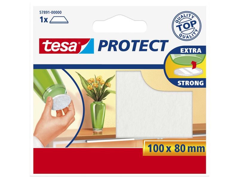 tesa Stuhlbeingleiter Protect 100 x 80 mm, 1 Stück, Weiss Parkett-Gleiter, Filzgleiter