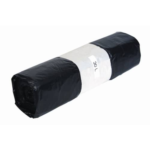 Sac plastique PE BD 30L noir 27µm lien coulissant Jet'Sac