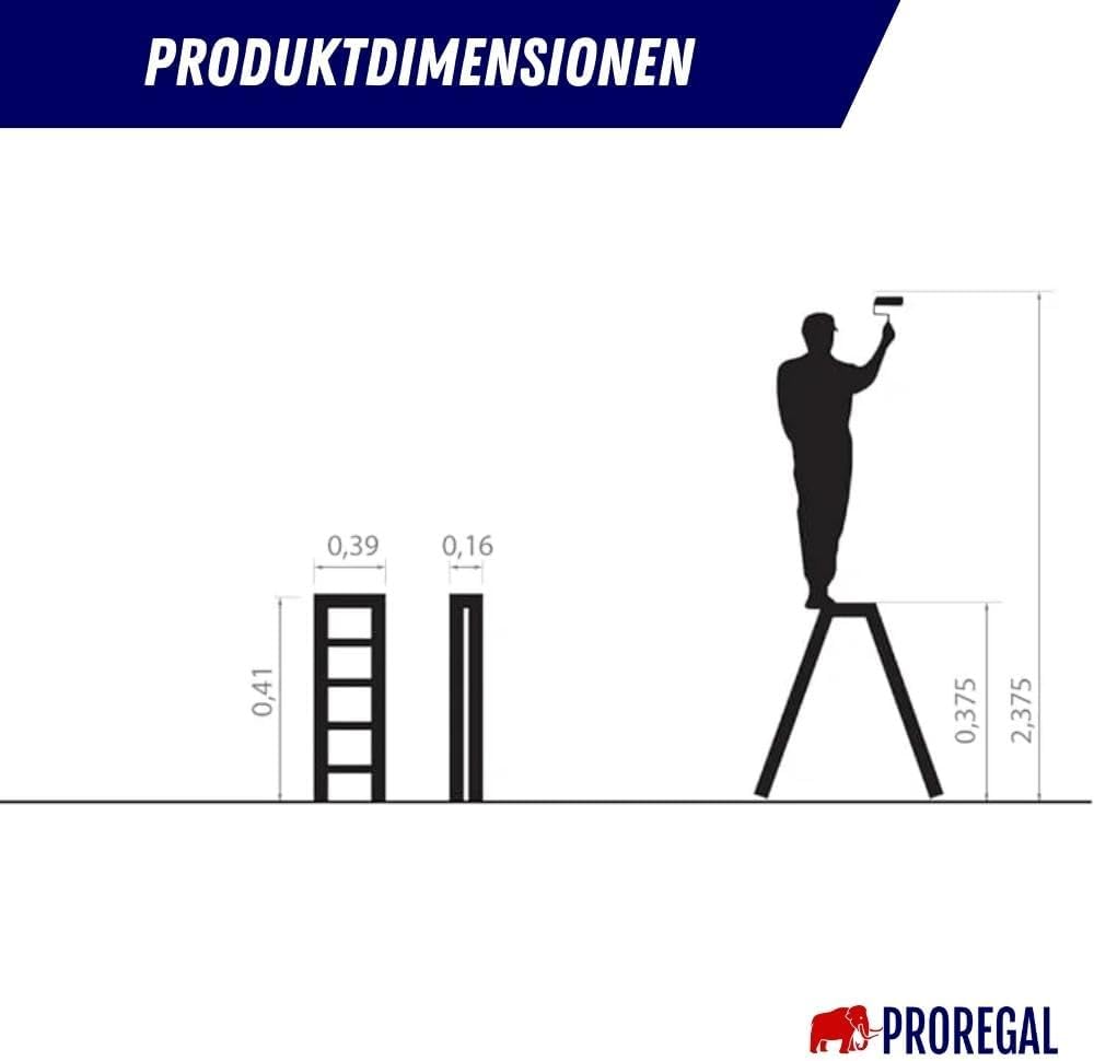 PROREGAL Economy Basic Trapladder, dubbelzijdig toegankelijk, 2 x 2 treden, werkhoogte 2,38 m, draagvermogen 125 kg