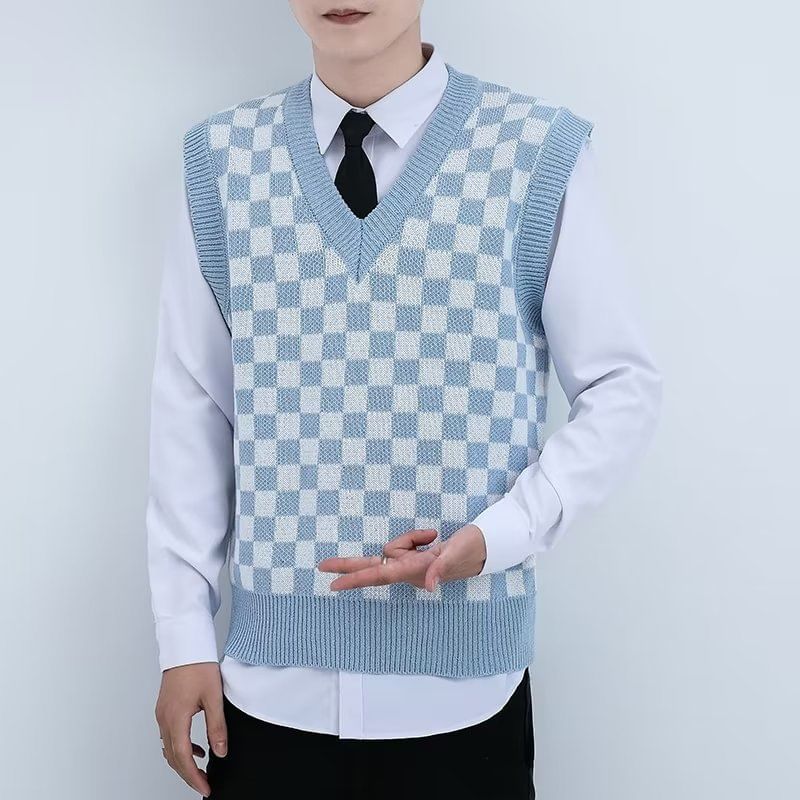 Acrius - V-hals geruit vest